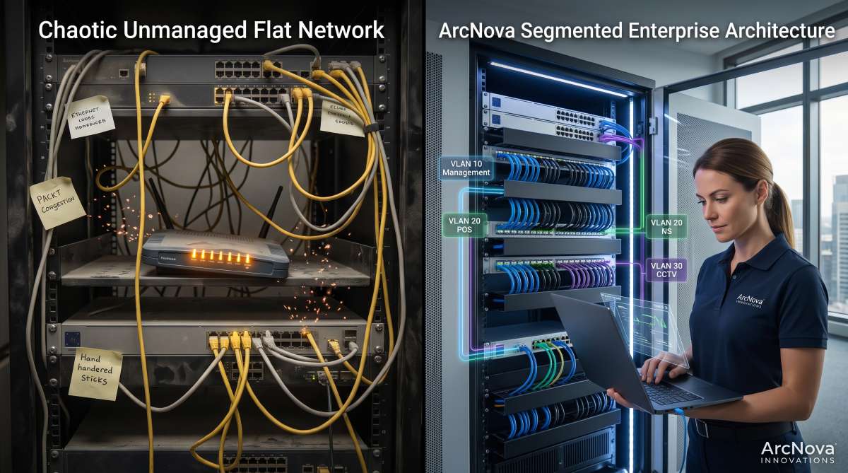 Flat Networks vs. VLAN Segmentation: Why Commercial Facilities Need Enterprise Network Architecture