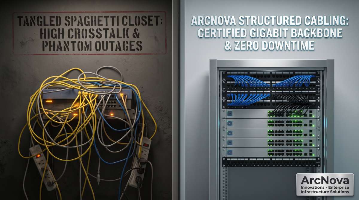 Structured Cat6 Cabling vs. Spaghetti Closets: The Foundation of Commercial Network Stability